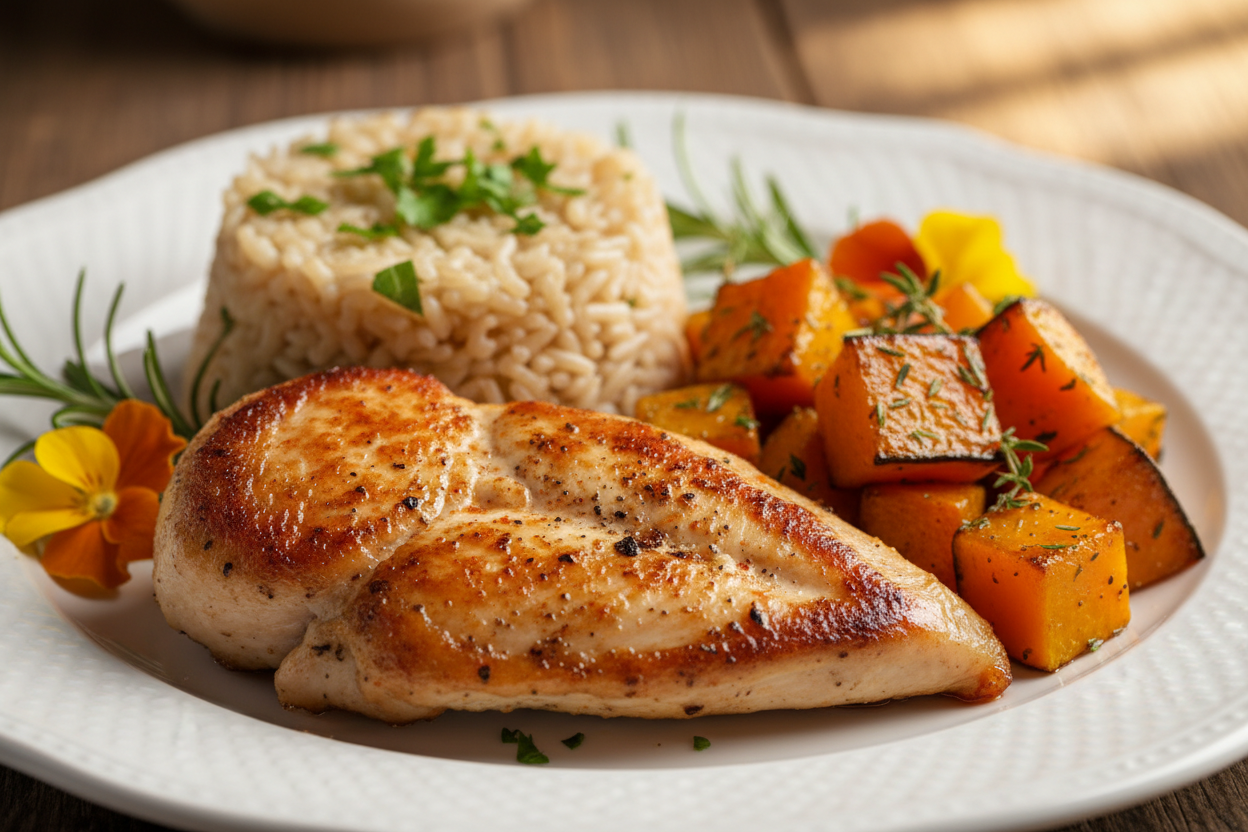 Chicken Fillet with Brown Rice and Butternut